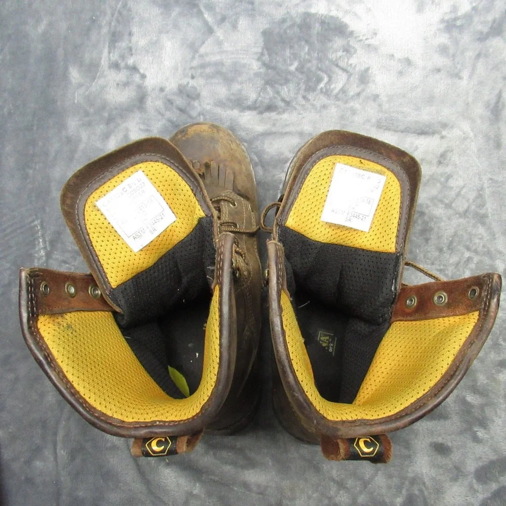 Carolina Mens Work Boots 8.5D Waterproof Composite Toe Brown Leather Lace Logger
